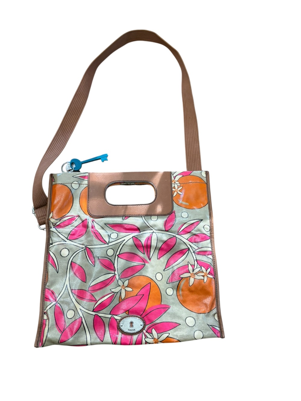 FOSSIL Multi-color Key Per Webbed Strap Convertible Clutch Xbody Messenger Bag